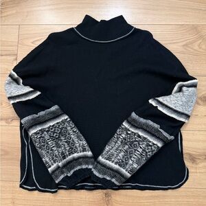 Free People Black and Gray Turtleneck Sweater